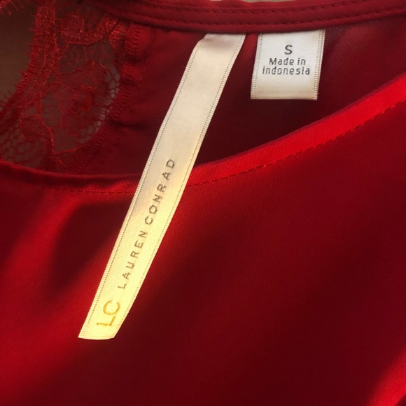 Lauren Conrad Red Top with Lace - Picture 3 of 5